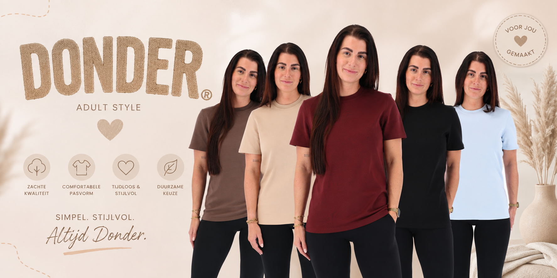 Heavy Tee Essential Adult — vijf kleuren t-shirts voor ouders | Donder