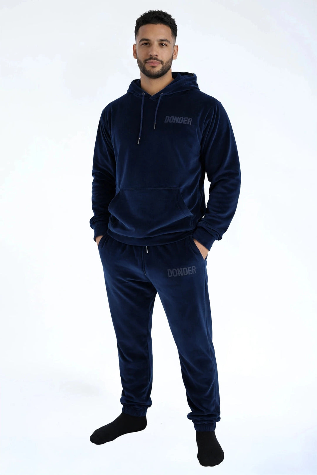 Velvet Jogger Midnight Navy — fluwelen twinning jogger — pasvorm | Donder