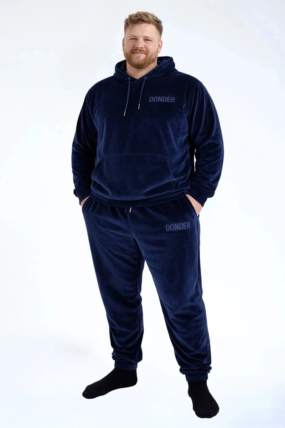 Velvet Jogger Midnight Navy — fluwelen twinning jogger — variant | Donder