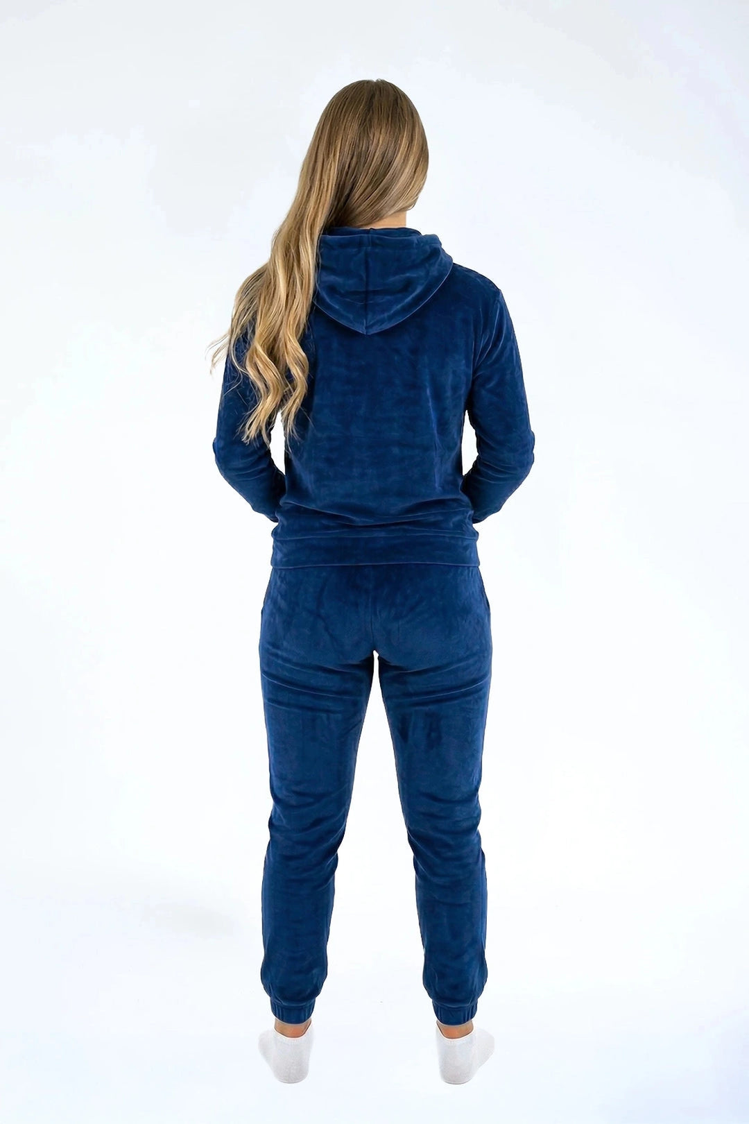 Velvet Trui Midnight Navy — fluwelen twinning trui navy — close-up | Donder