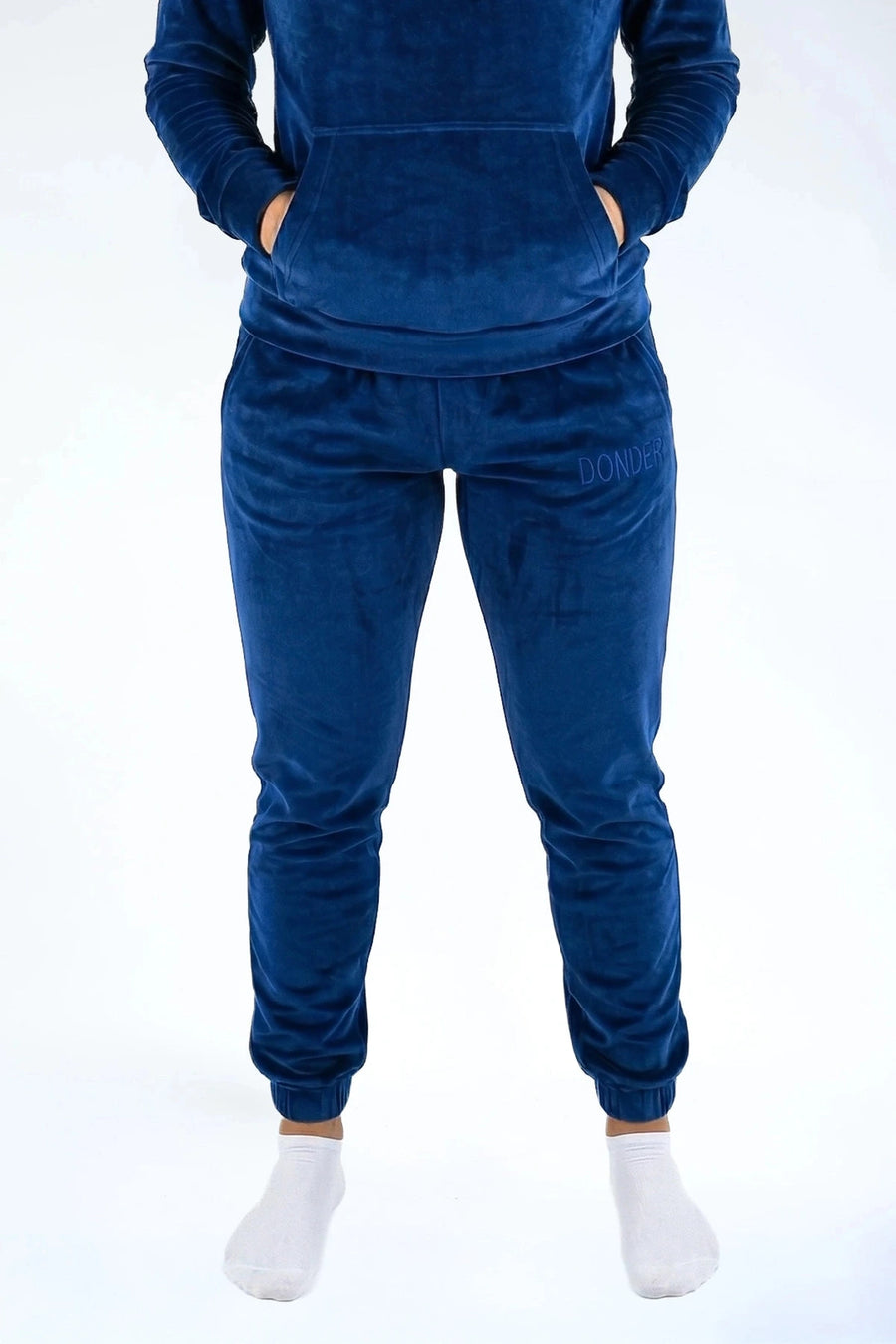 Velvet Jogger Midnight Navy — fluwelen twinning jogger | Donder