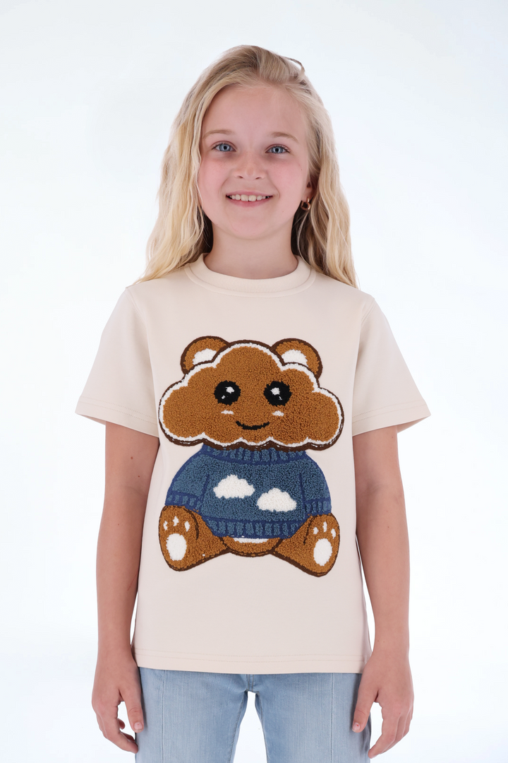 Bouclé Tee Woolly Teddy — bouclé kinder t-shirt — volledig beeld | Donder