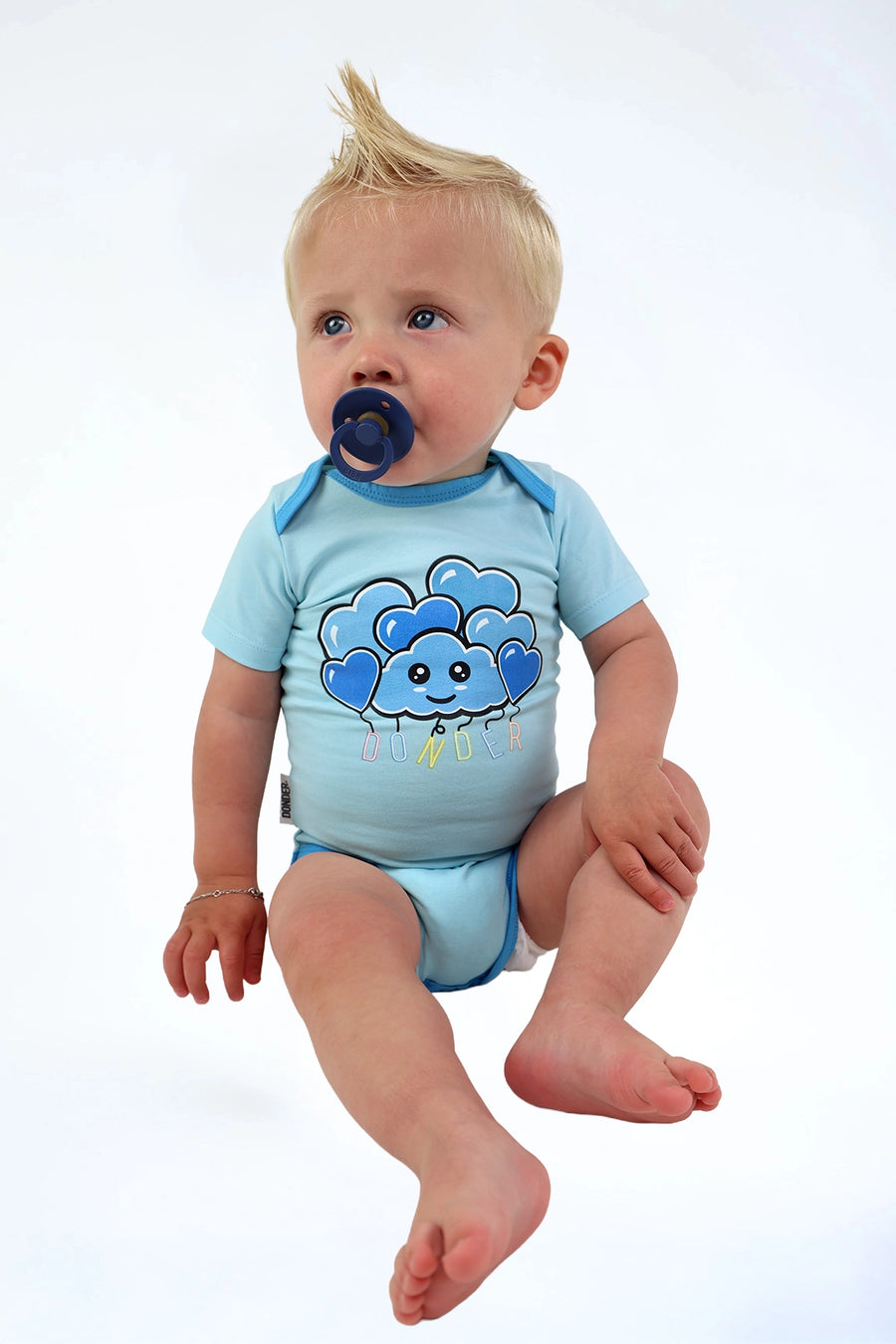 Romper Blue Love — blauwe baby romper met hartjes | Donder