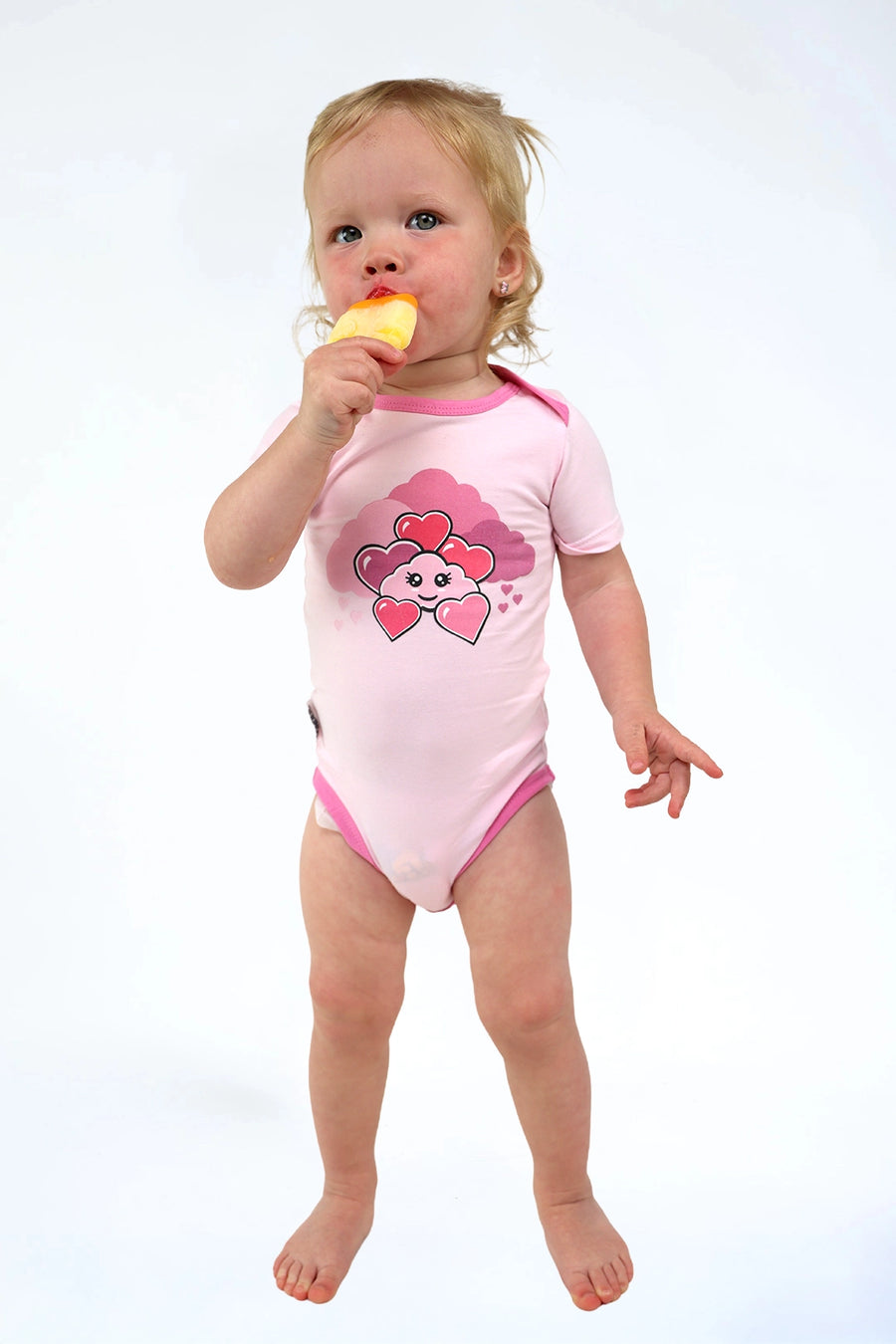 Romper Cloud Love — roze baby romper met wolkjes | Donder