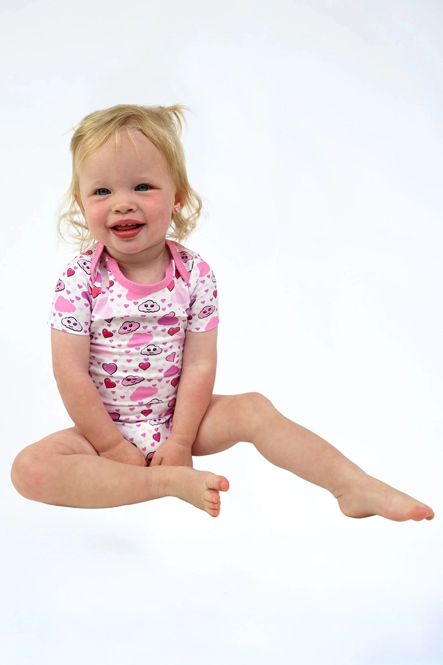 Romper Love Storm — roze baby romper met hartjes | Donder