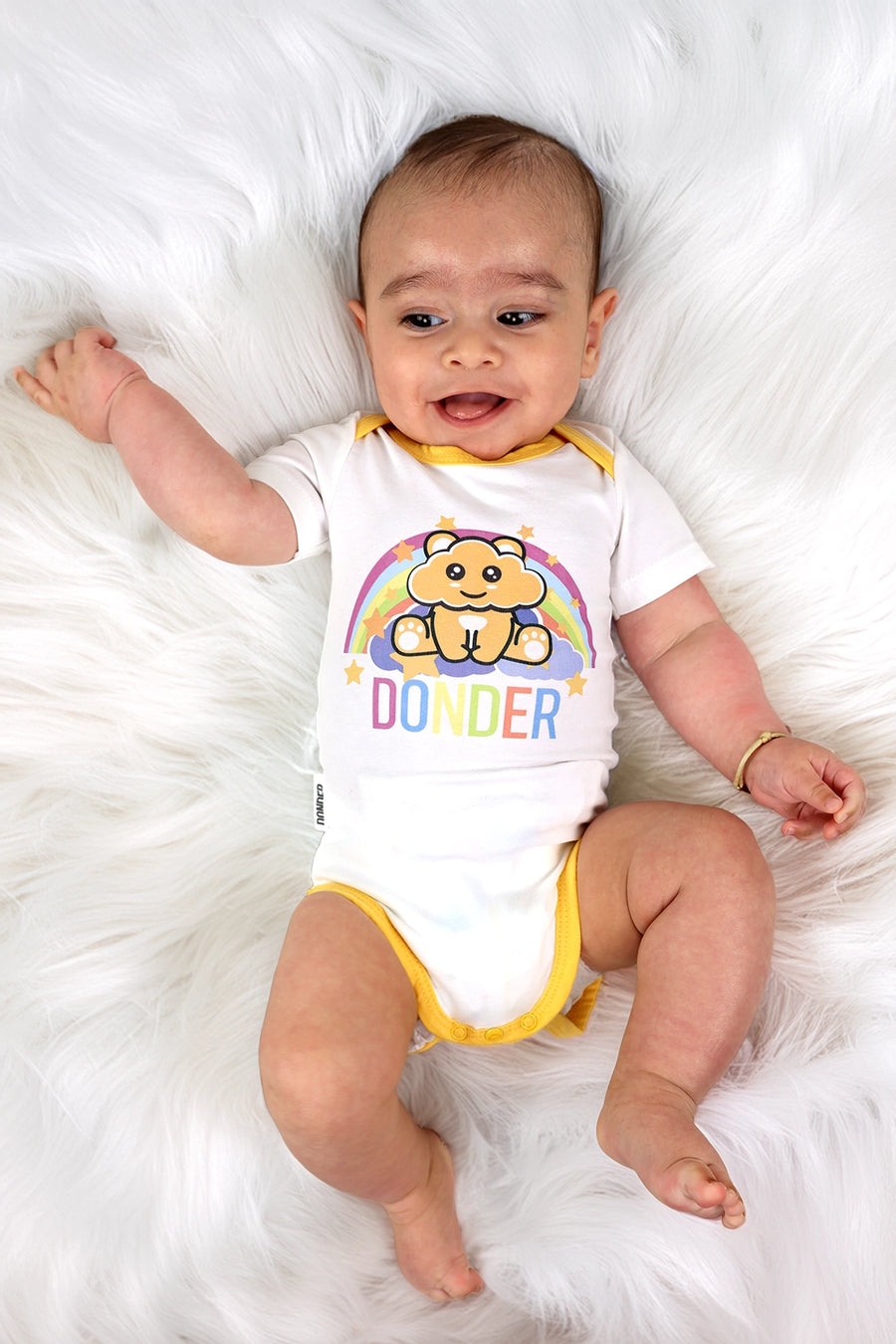 Romper Rainbow Teddy — vrolijke baby romper met teddy print | Donder