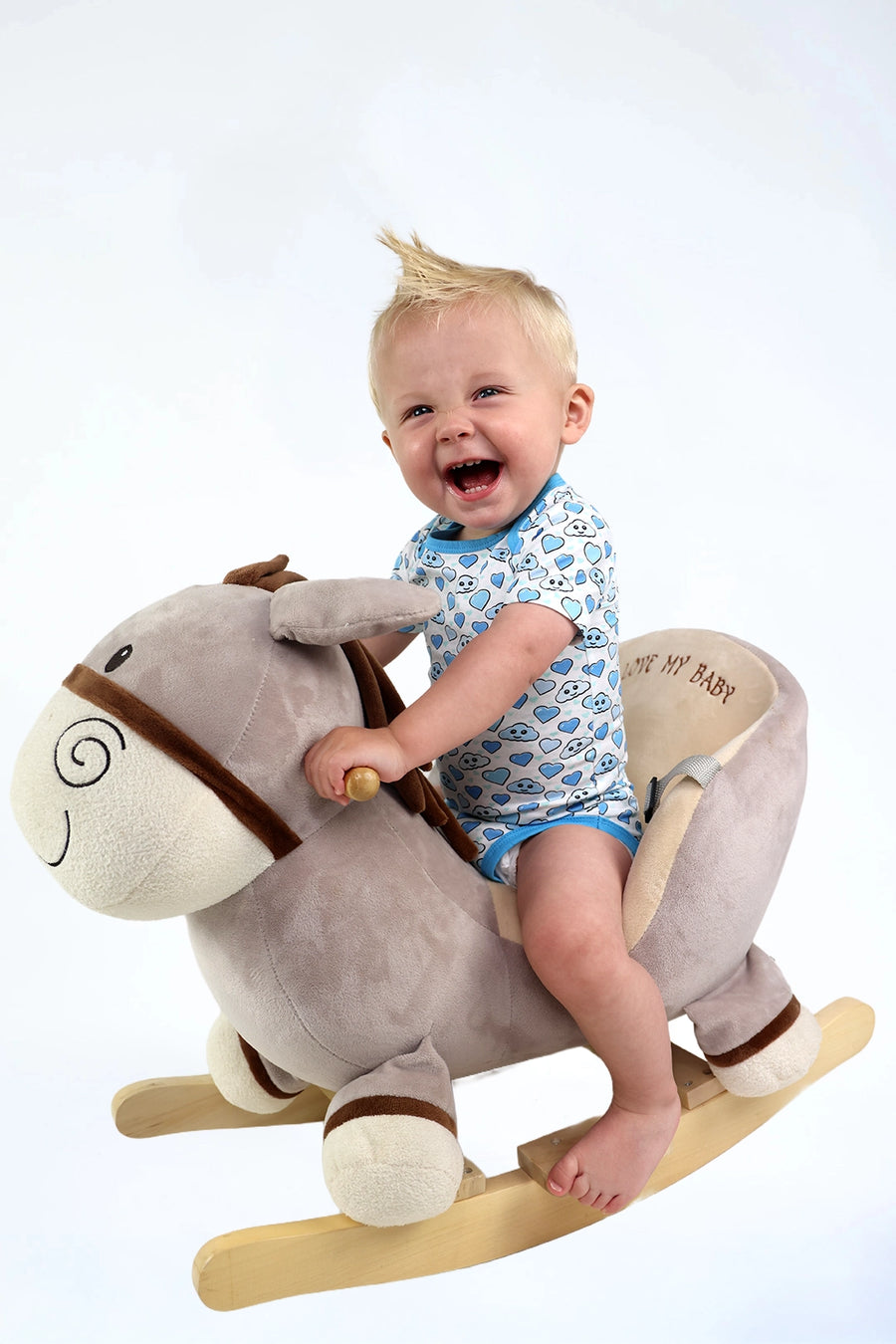 Romper Tiny Love — blauwe baby romper met hartjes | Donder