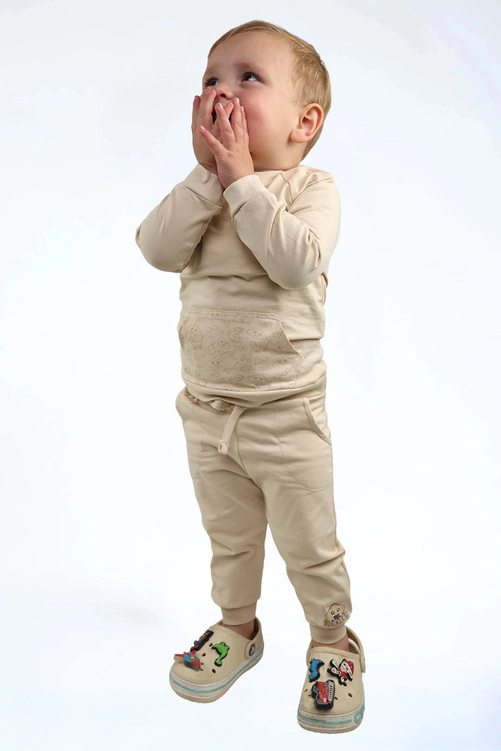 Trainingspakje taupe — zacht katoenen kinder setje | Donder