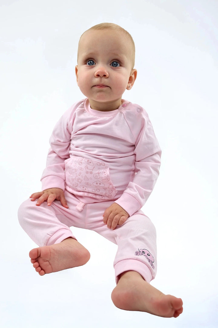 Trainingspakje licht roze — zacht katoenen kinder setje — styling | Donder