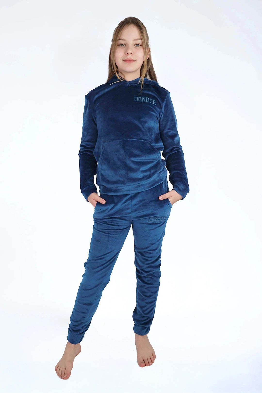 Velvet Suit Midnight Navy — luxe fluwelen kinderpak blauw — variant | Donder