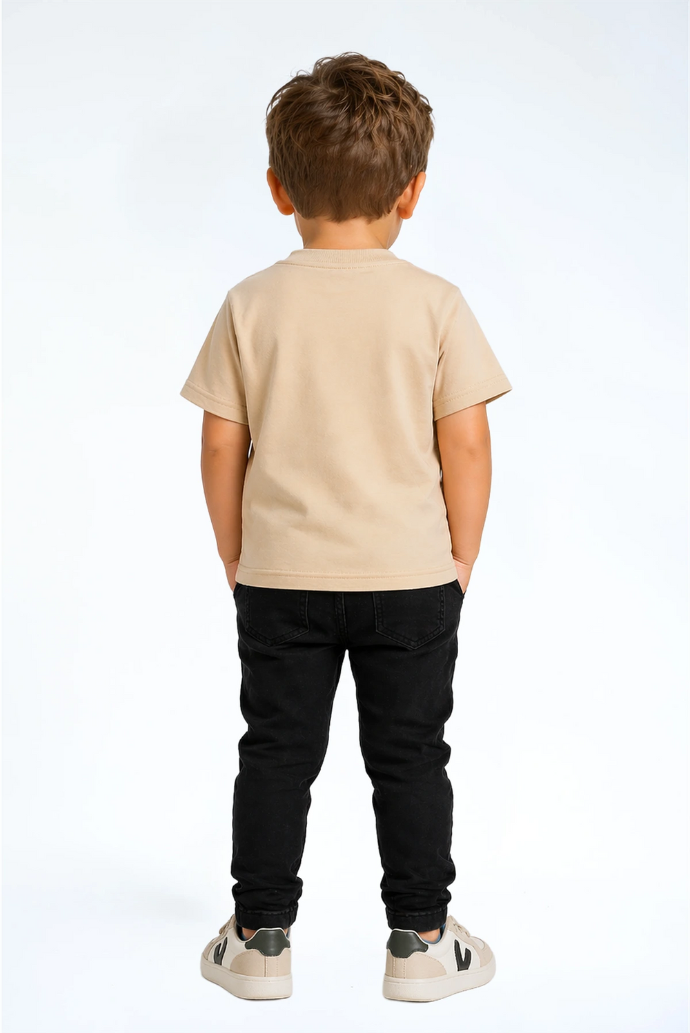 Heavy Tee Essential Beige — zwaar katoenen kinder t-shirt — detail | Donder