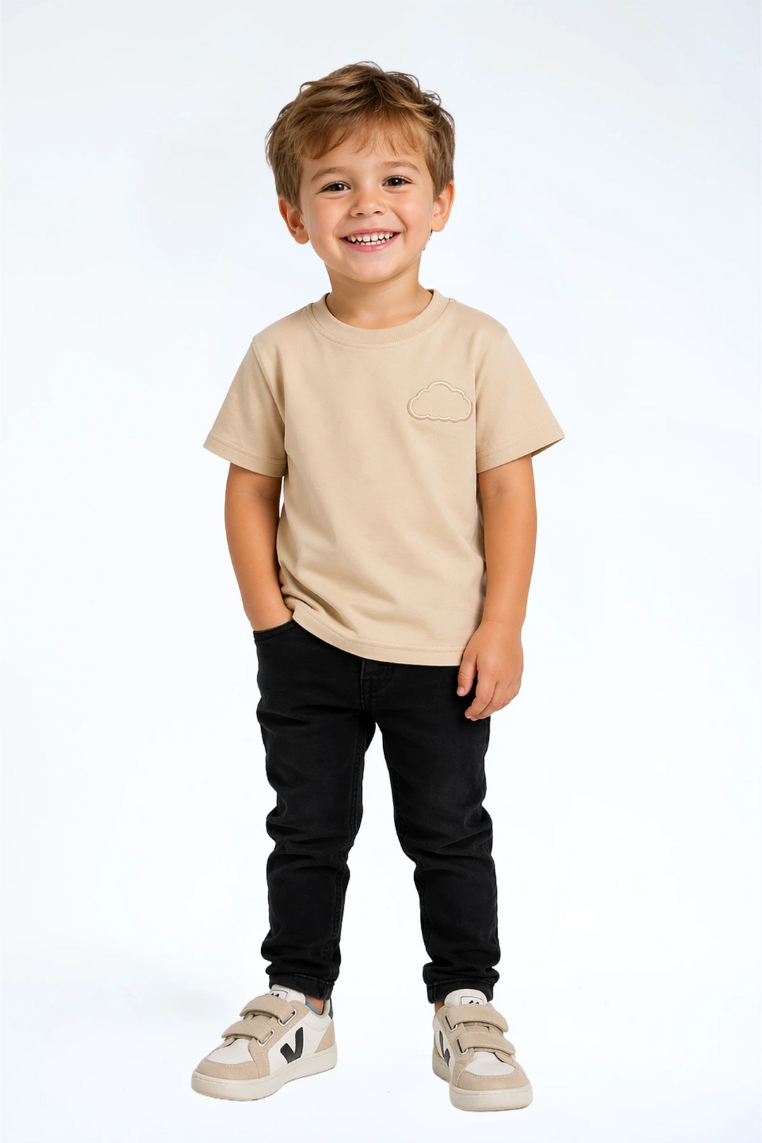Heavy Tee Essential Beige — zwaar katoenen kinder t-shirt | Donder