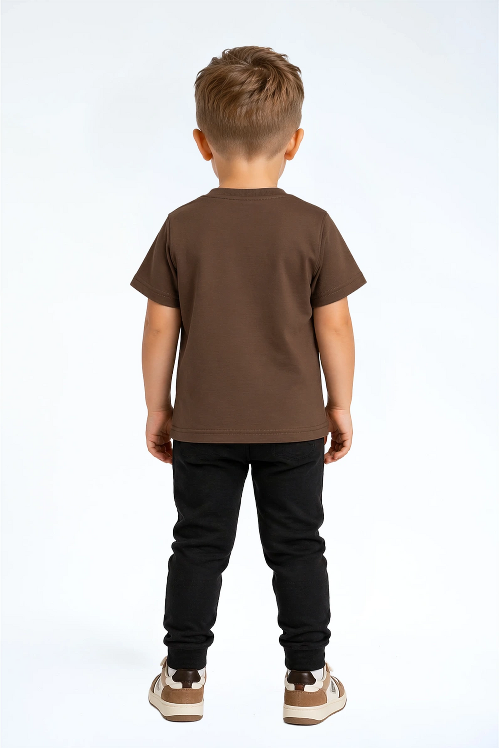 Heavy Tee Essential Bruin — zwaar katoenen kinder t-shirt — detail | Donder