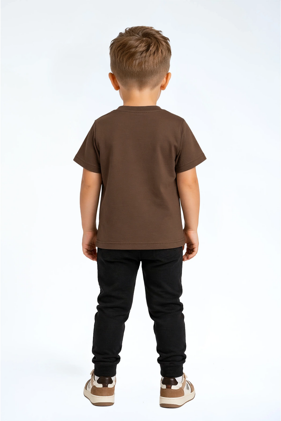 Heavy Tee Essential Bruin — zwaar katoenen kinder t-shirt — detail | Donder
