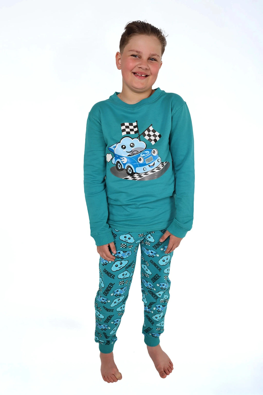 Joggyama Lagoon Drift — combi jogger pyjama kids — kleurdetail | Donder