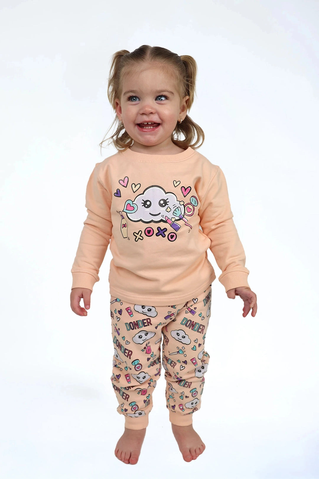 Joggyama Pink Beauty — combi jogger pyjama kids — achterkant | Donder