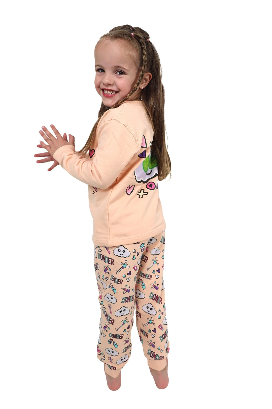 Joggyama Pink Beauty — combi jogger pyjama kids — volledig beeld | Donder