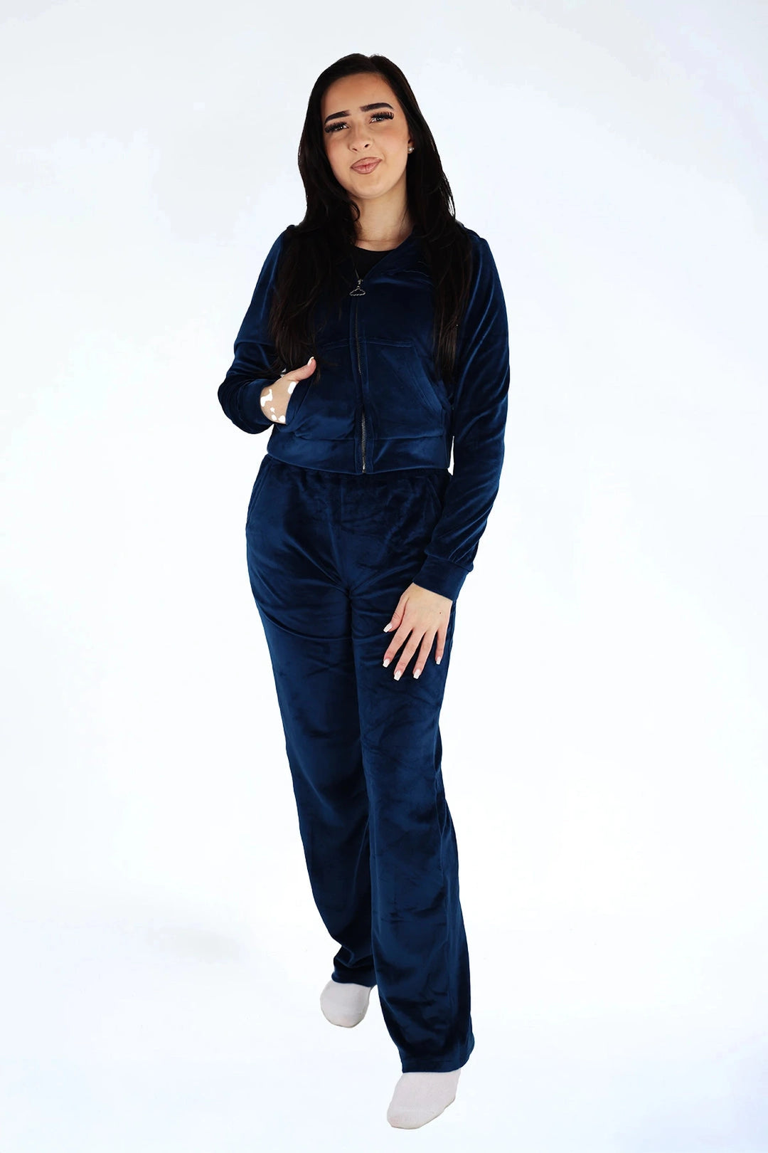 Velvet Broek Midnight Navy — fluwelen twinning broek — pasvorm | Donder