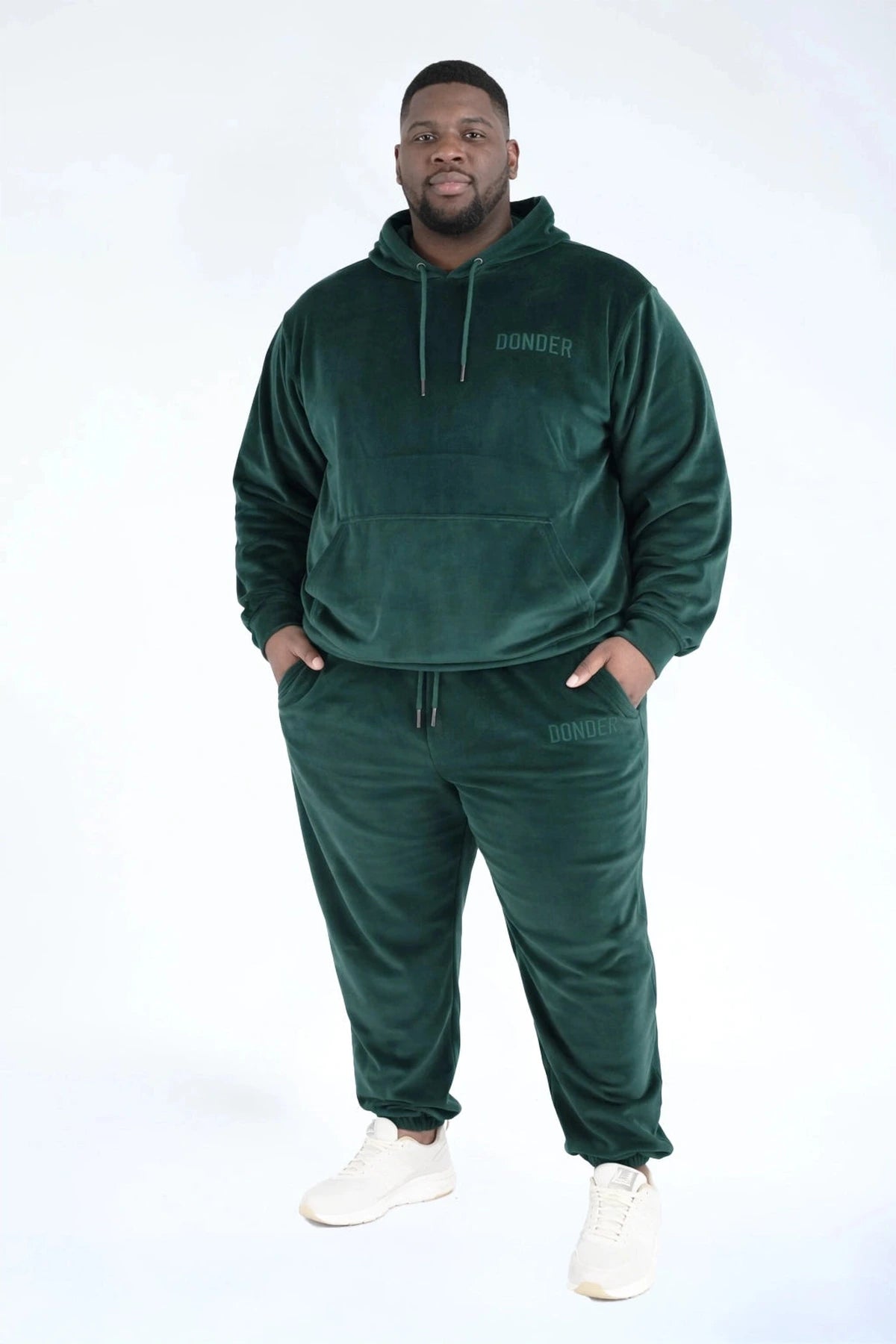 Velvet Jogger Forest Green — fluwelen twinning jogger — kleurdetail | Donder