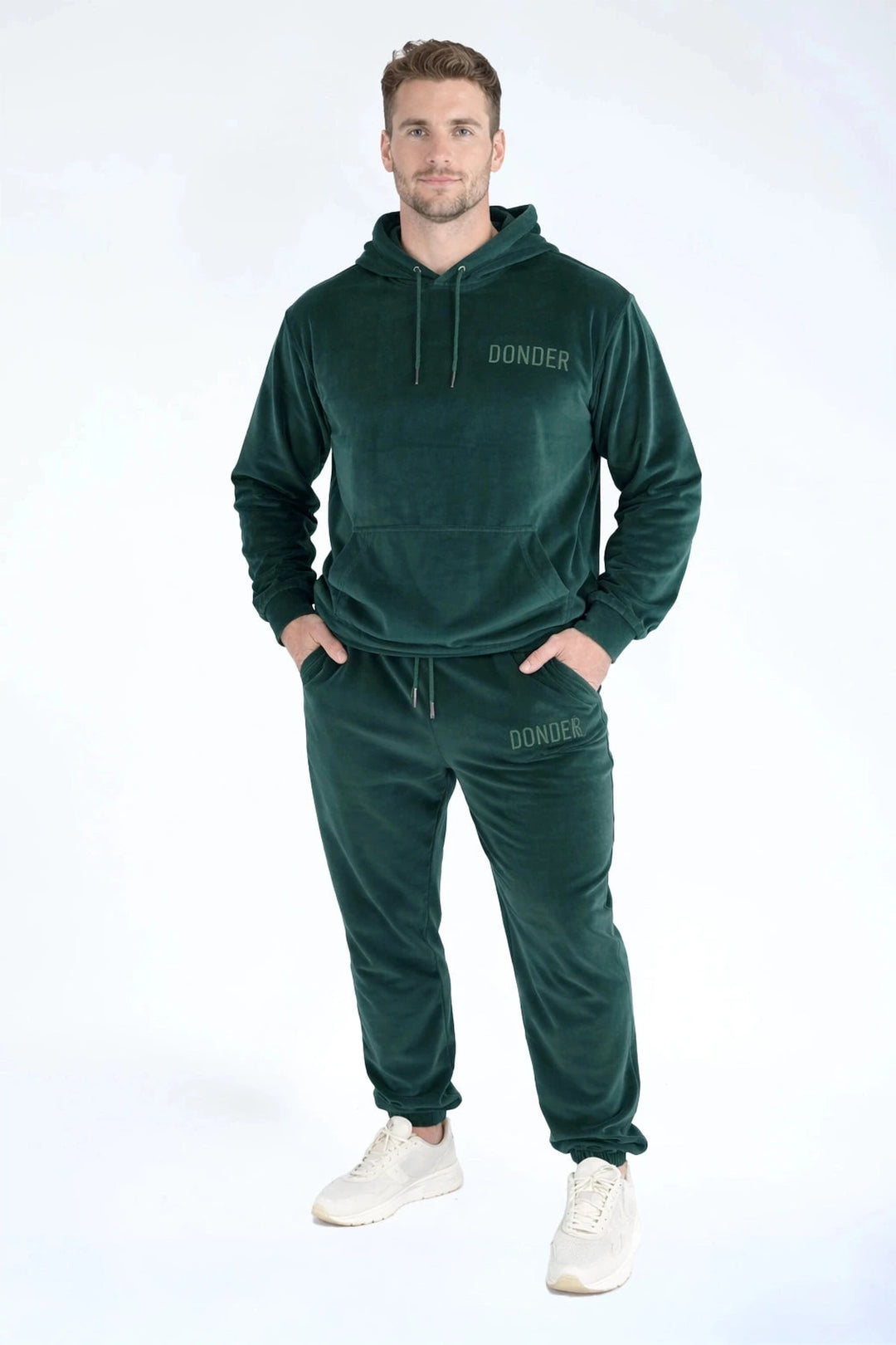 Velvet Jogger Forest Green — fluwelen twinning jogger — label | Donder