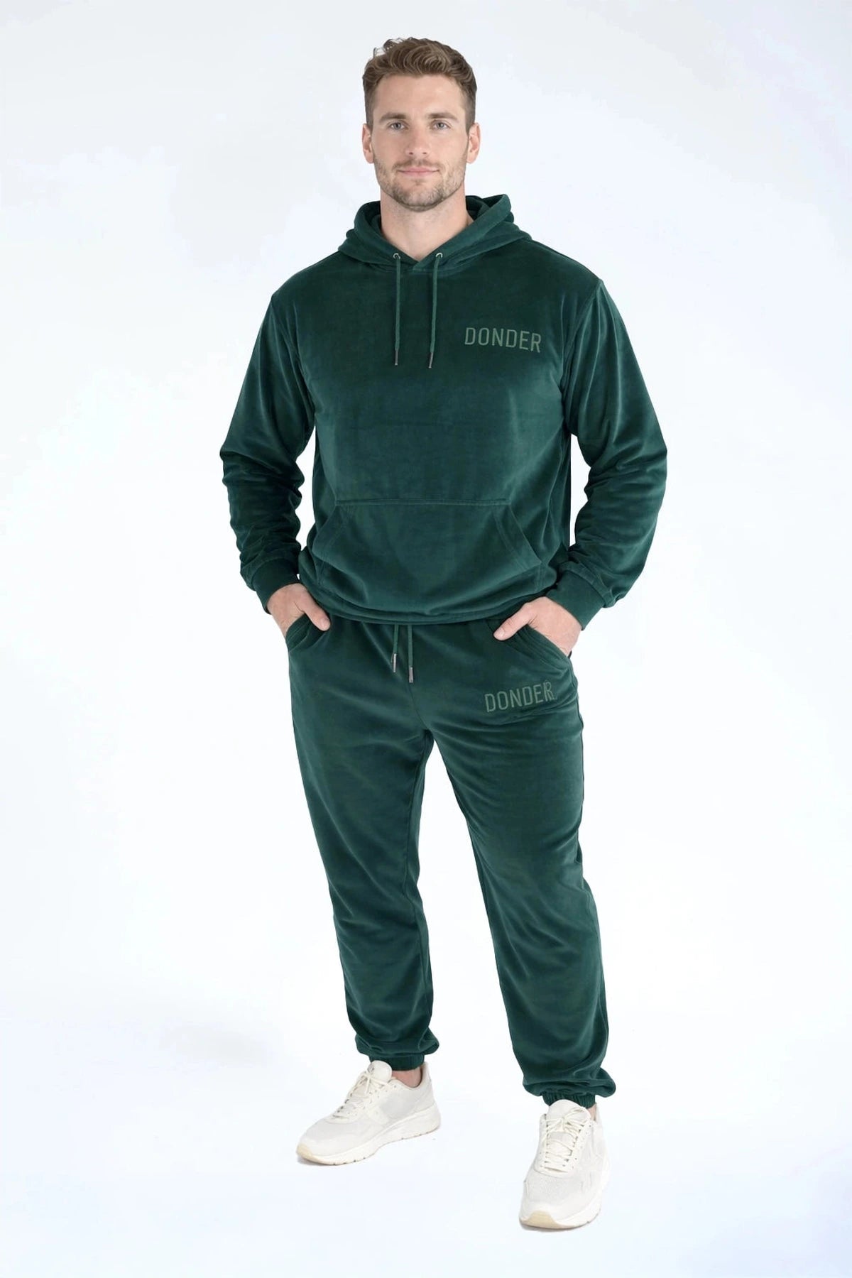 Velvet Jogger Forest Green — fluwelen twinning jogger — label | Donder
