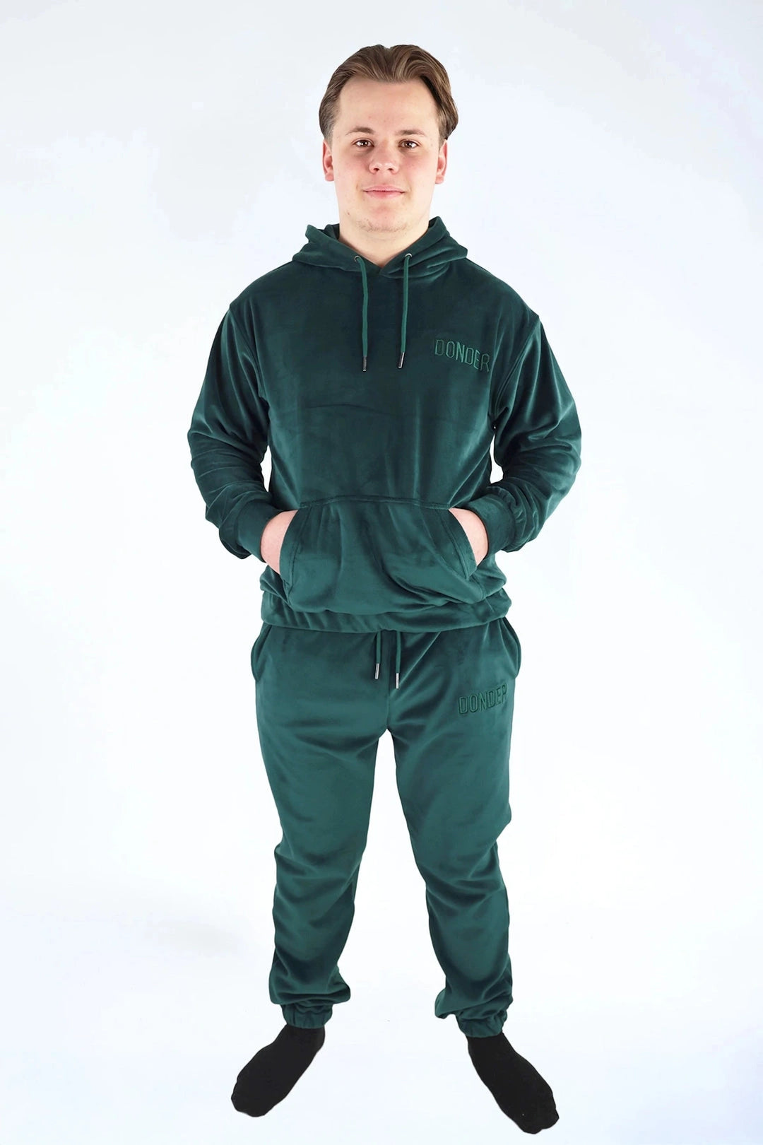 Velvet Jogger Forest Green — fluwelen twinning jogger — pasvorm | Donder