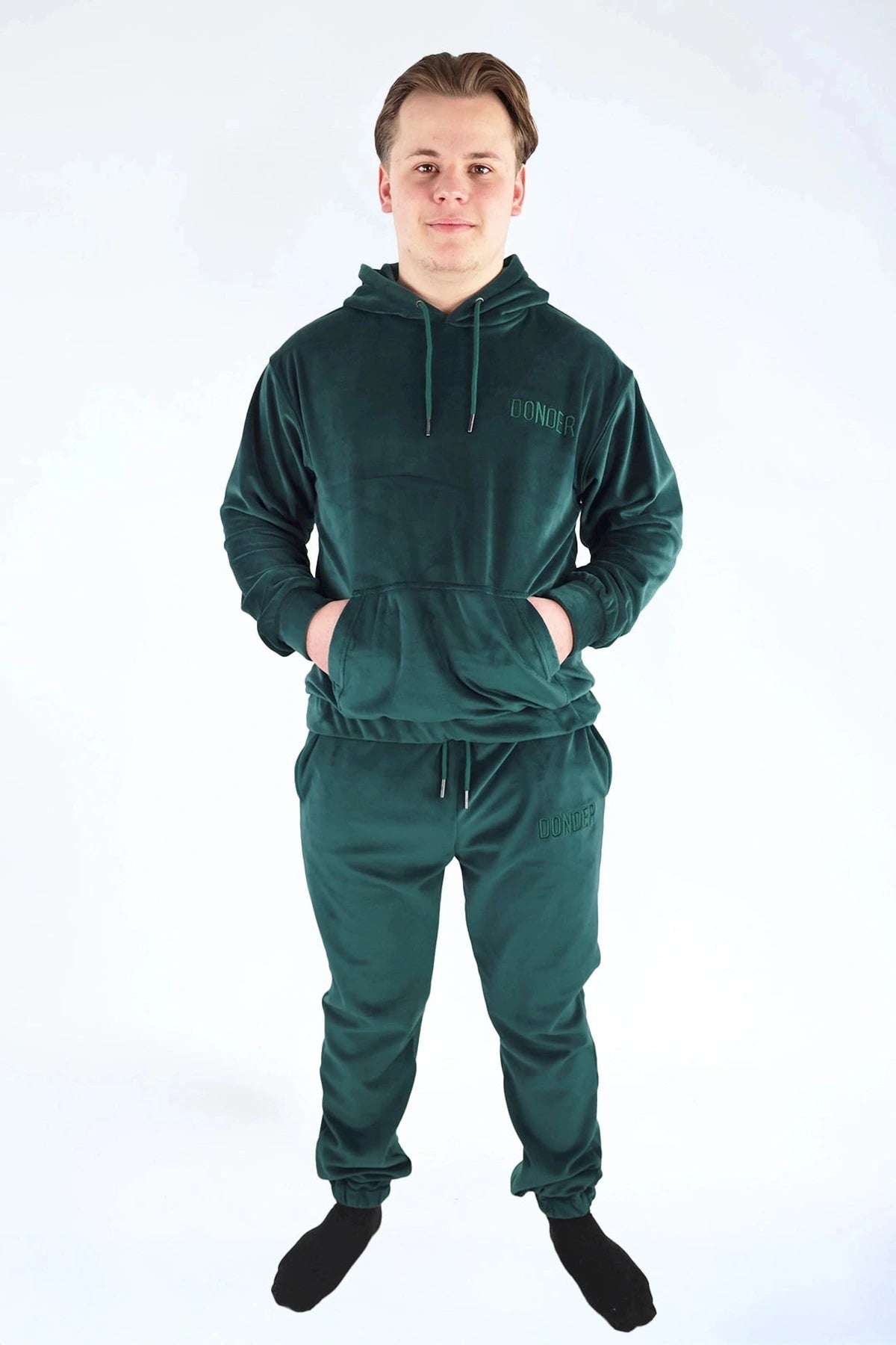 Velvet Jogger Forest Green — fluwelen twinning jogger — pasvorm | Donder