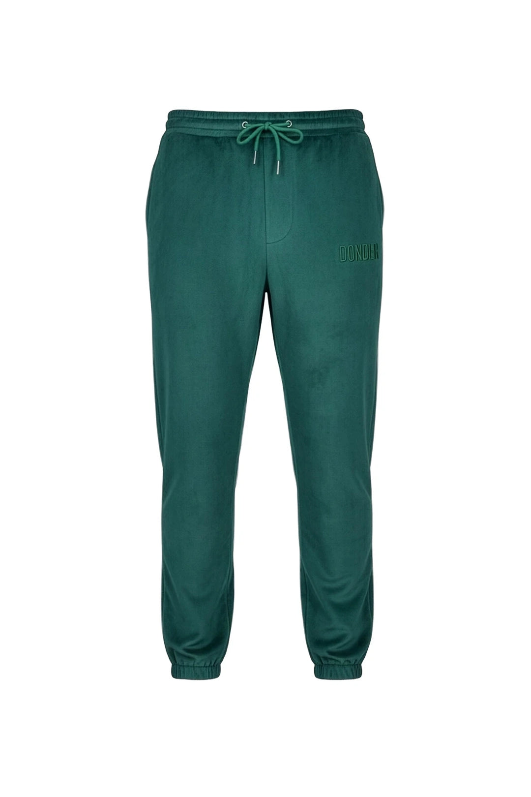 Velvet Jogger Forest Green — fluwelen twinning jogger — close-up | Donder