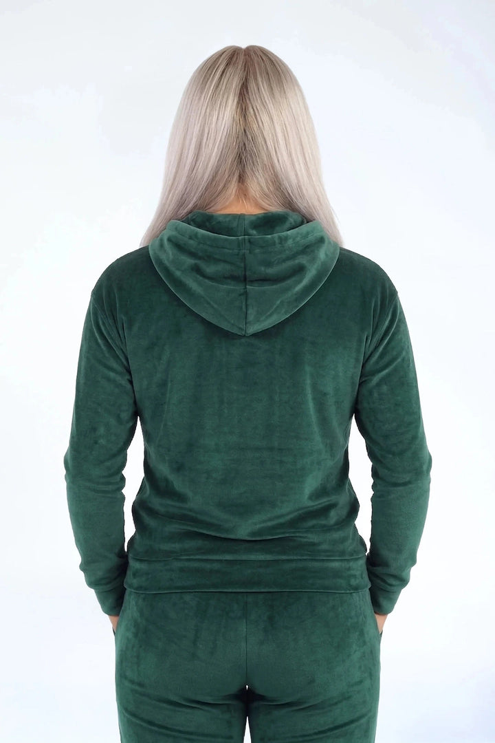 Velvet Trui Forest Green — fluwelen twinning trui groen — detail | Donder