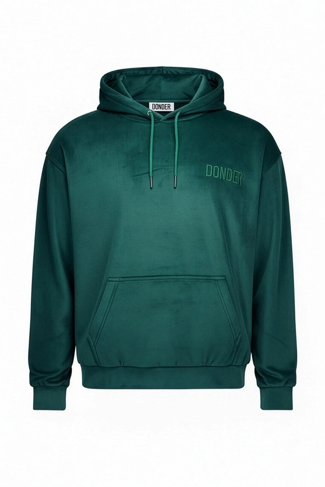 Velvet Trui Forest Green — fluwelen twinning trui groen — close-up | Donder