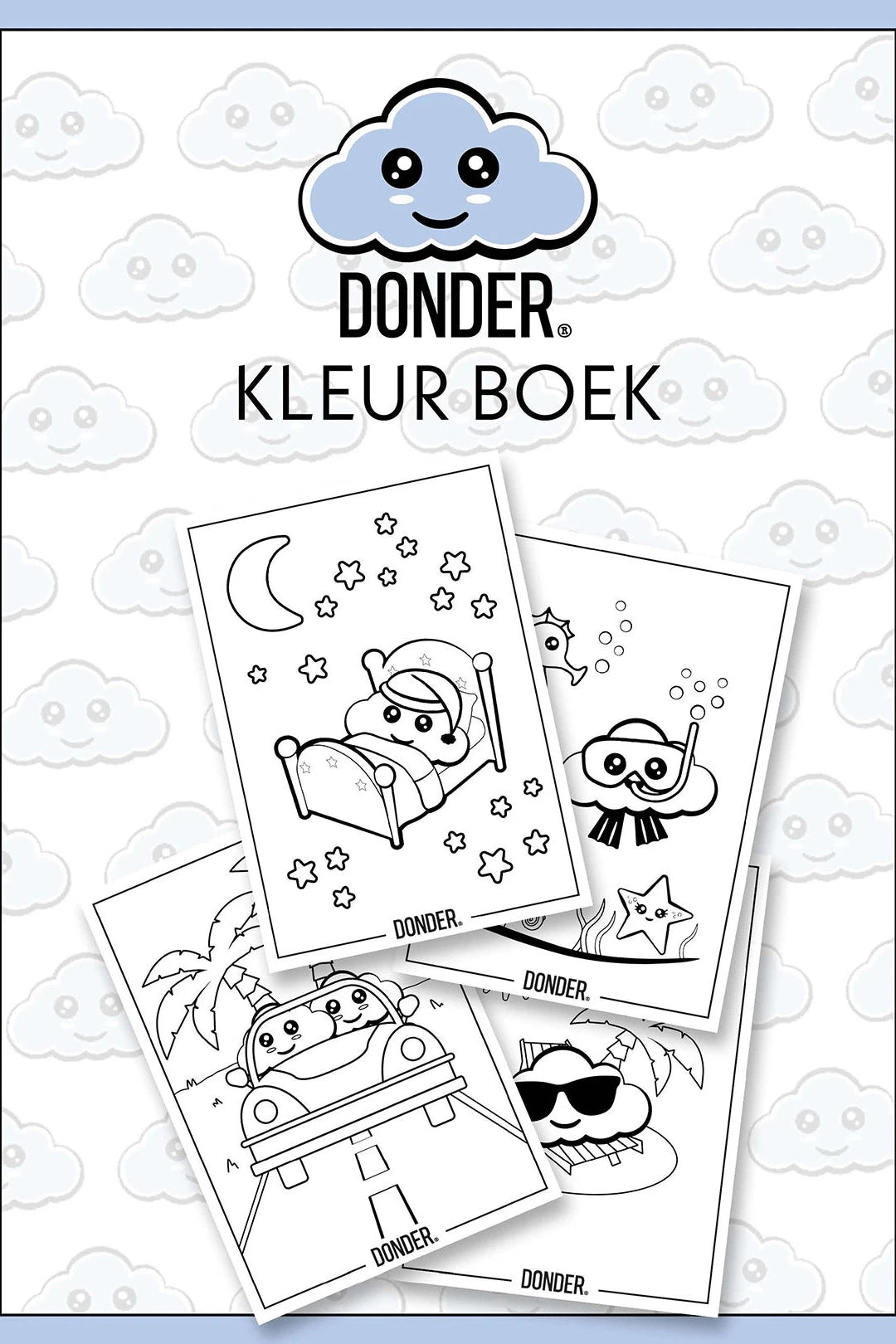 Wolkenpret kleurboek digitaal — printbaar kleurboek | Donder
