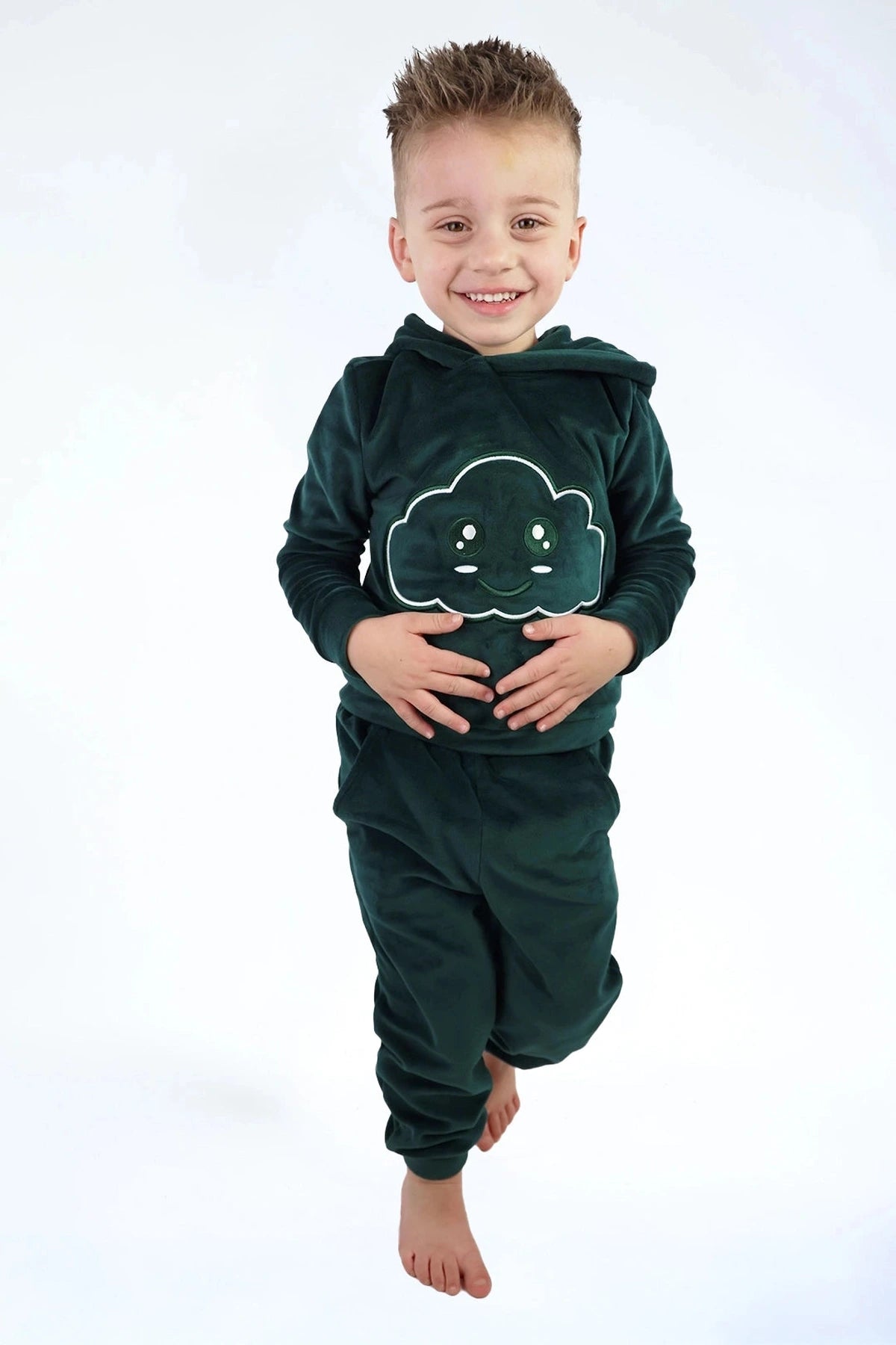Velvet Suit Forest Green — luxe fluwelen kinderpak groen | Donder