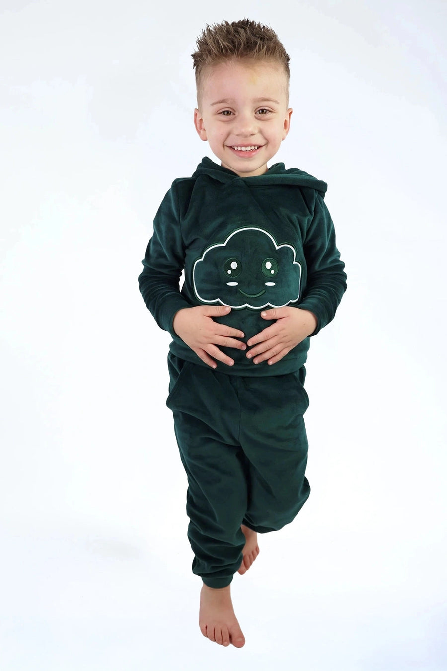 Velvet Suit Forest Green — luxe fluwelen kinderpak groen | Donder