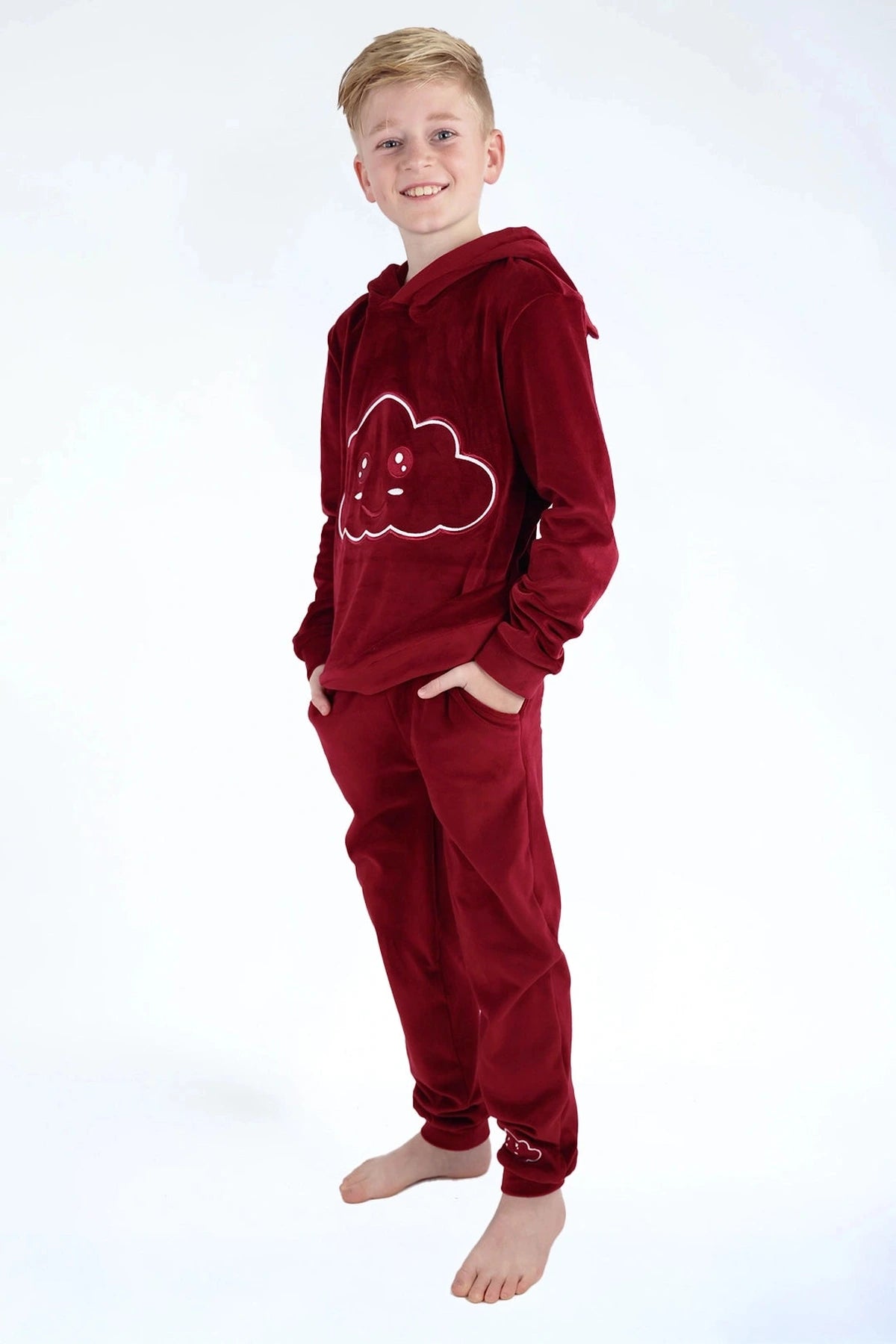 Velvet Suit Red Velvet — luxe fluwelen kinderpak rood — pasvorm | Donder