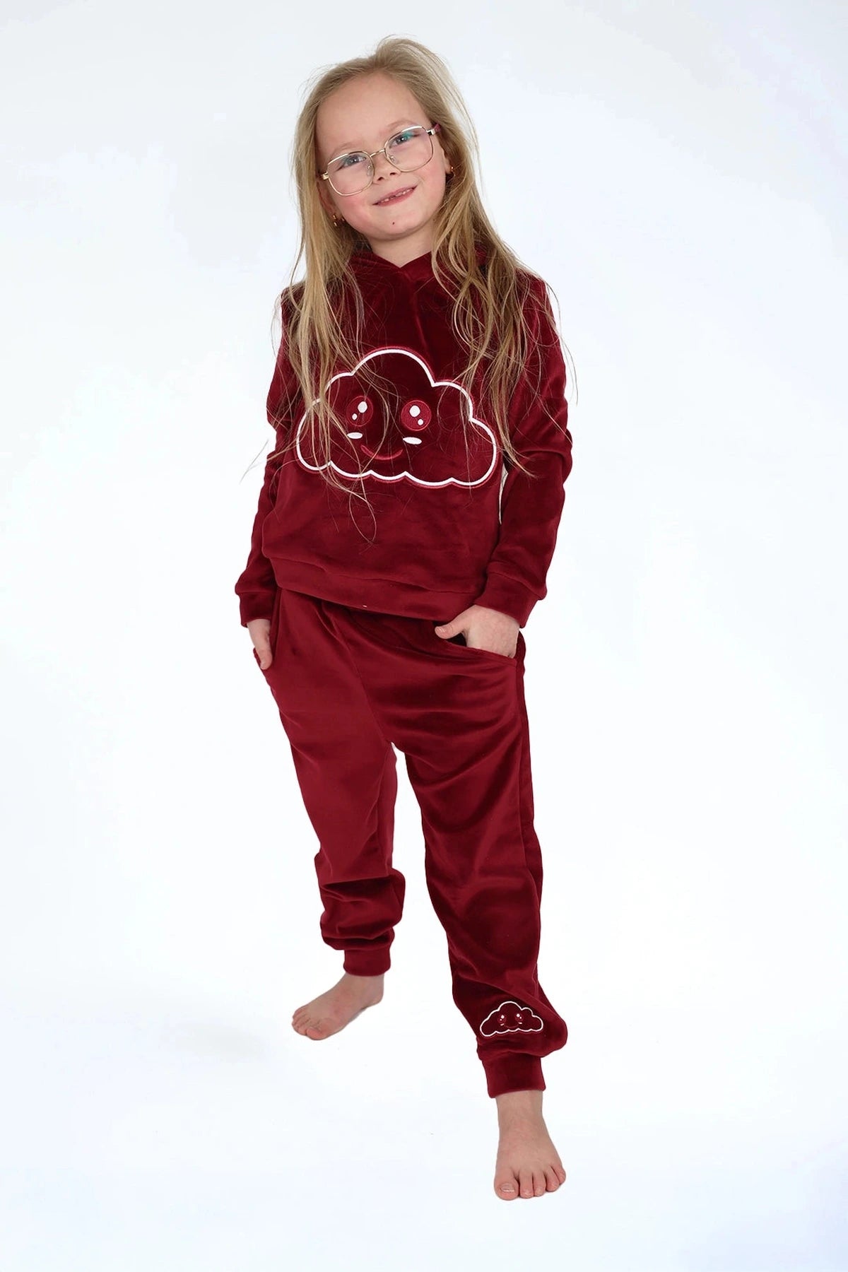 Velvet Suit Red Velvet — luxe fluwelen kinderpak rood — achterkant | Donder
