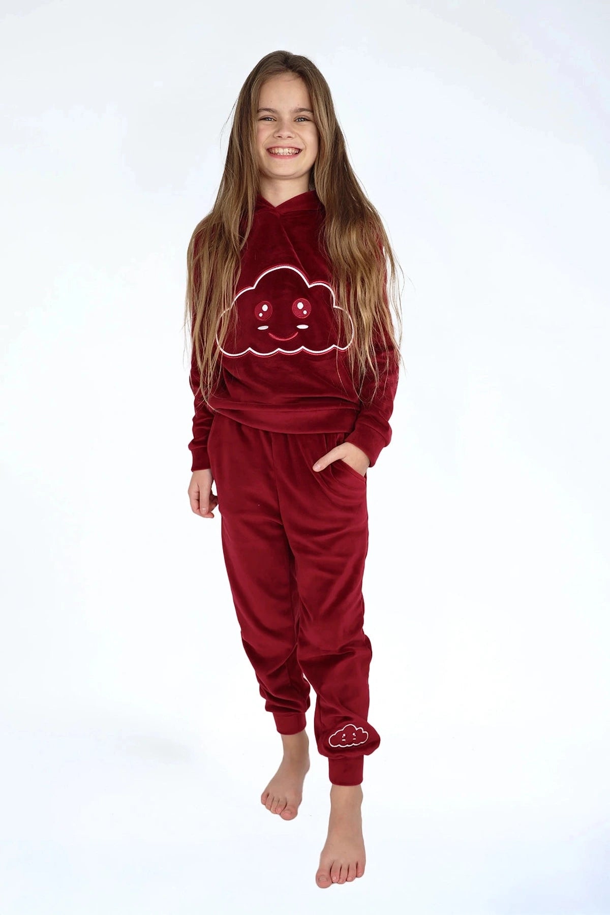 Velvet Suit Red Velvet — luxe fluwelen kinderpak rood — detail | Donder