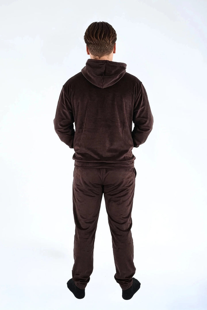 Velvet Jogger Teddy Brownie — fluwelen twinning jogger — stofdetail | Donder