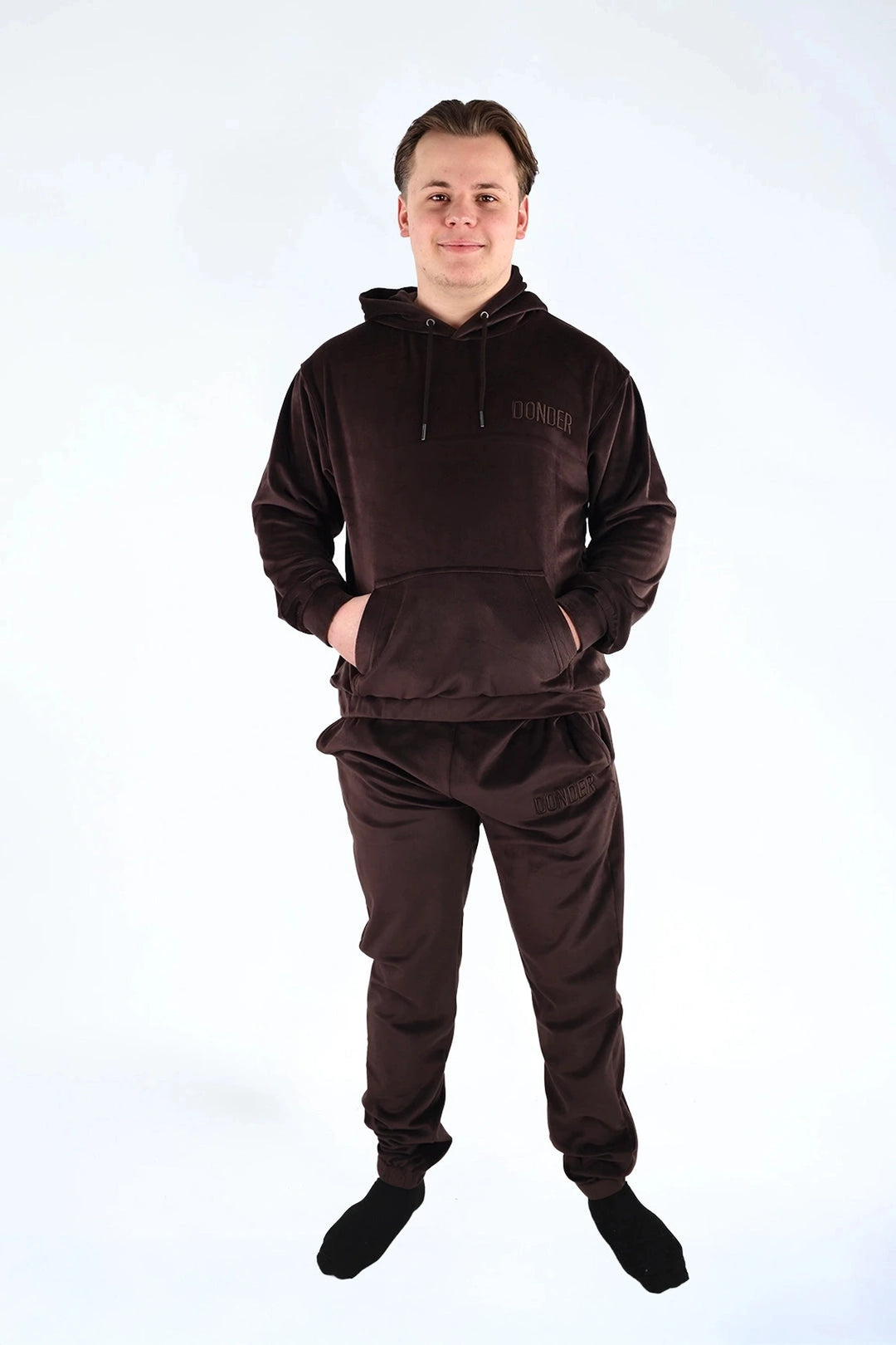 Velvet Jogger Teddy Brownie — fluwelen twinning jogger — pasvorm | Donder