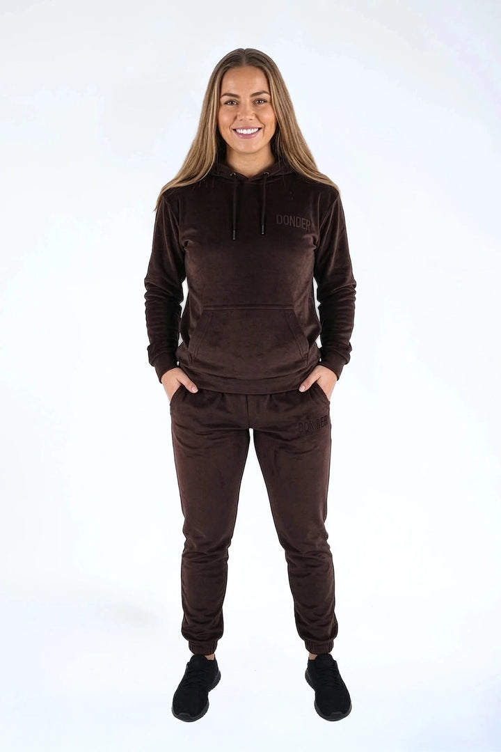 Velvet Jogger Teddy Brownie — fluwelen twinning jogger — achterkant | Donder