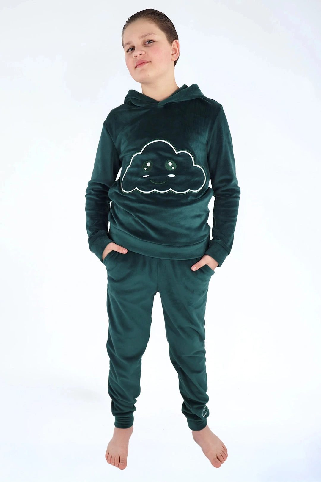 Velvet Suit Forest Green — luxe fluwelen kinderpak groen — variant | Donder