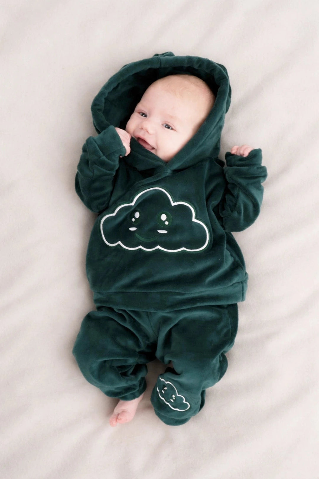 Velvet Suit Forest Green — luxe fluwelen kinderpak groen — maat detail | Donder