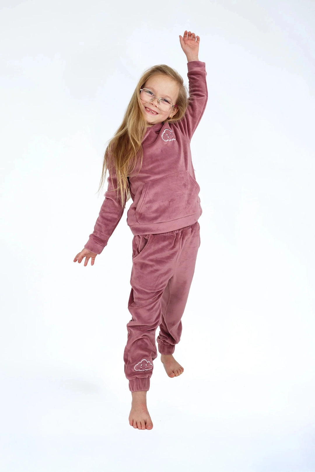 Velvet Suit Metallic Berry — luxe fluwelen kinderpak — achterkant | Donder