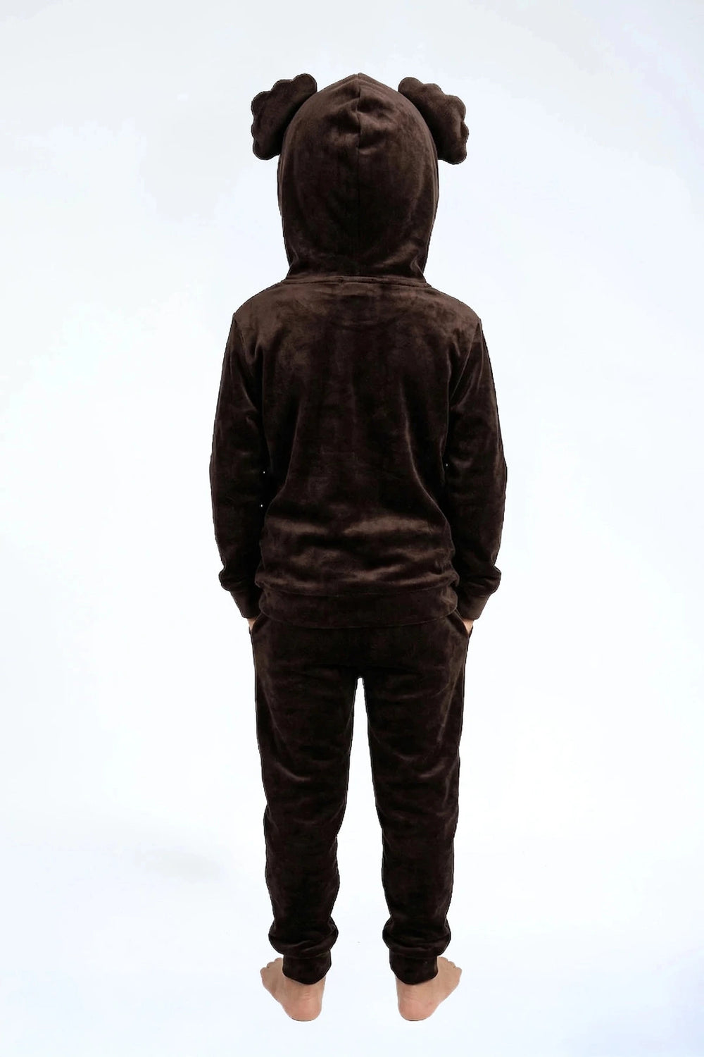 Velvet Suit Teddy Brownie — luxe fluwelen kinderpak bruin — detail | Donder