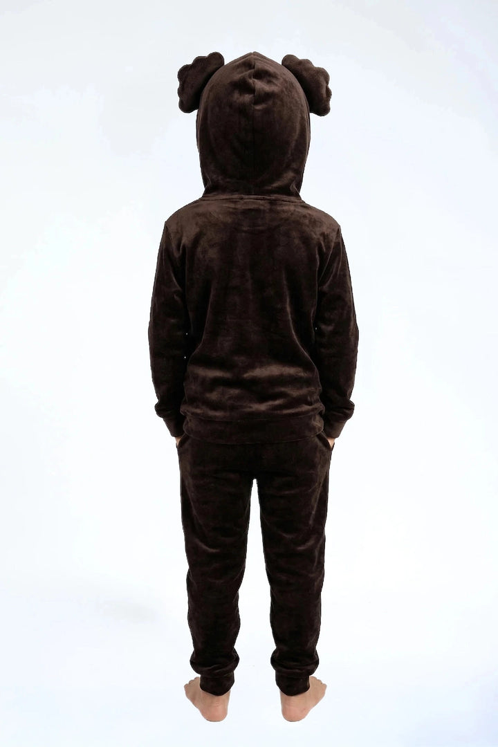Velvet Suit Teddy Brownie — luxe fluwelen kinderpak bruin — detail | Donder
