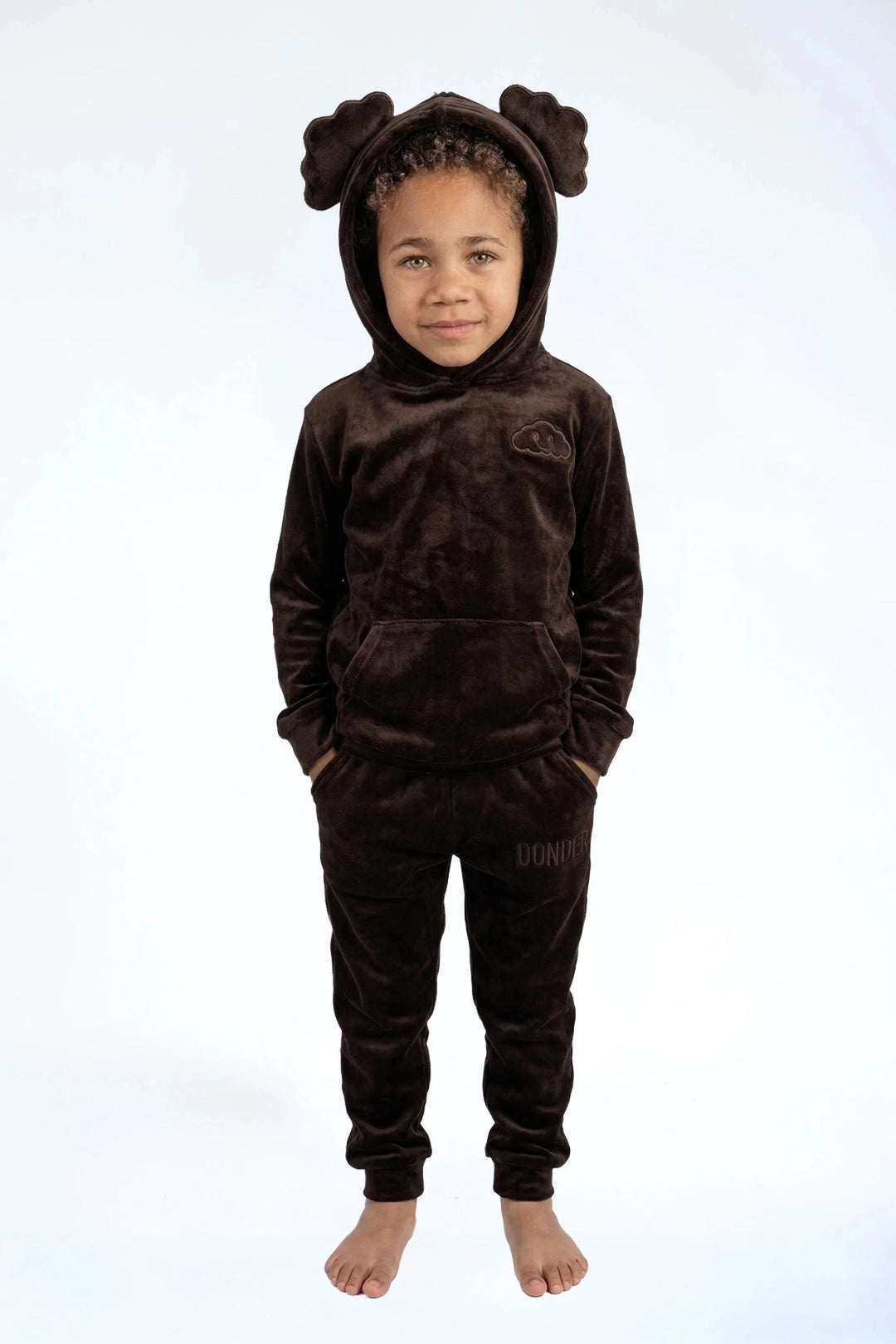 Velvet Suit Teddy Brownie — luxe fluwelen kinderpak bruin | Donder